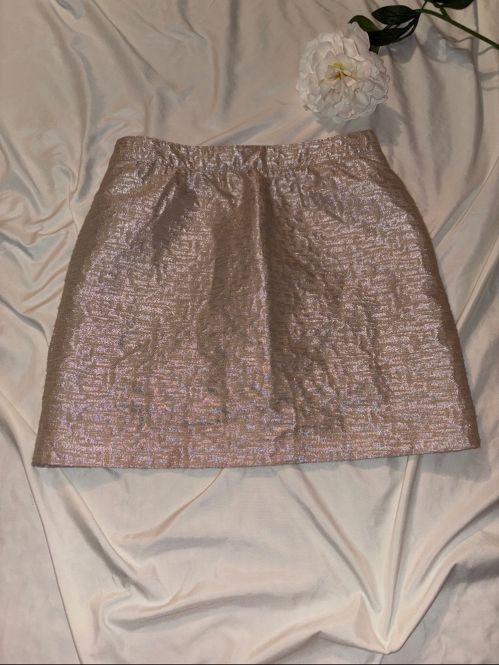 LOFT Shimmery Mini Skirt Size 8 Metallic Textured Holiday Party Night Out